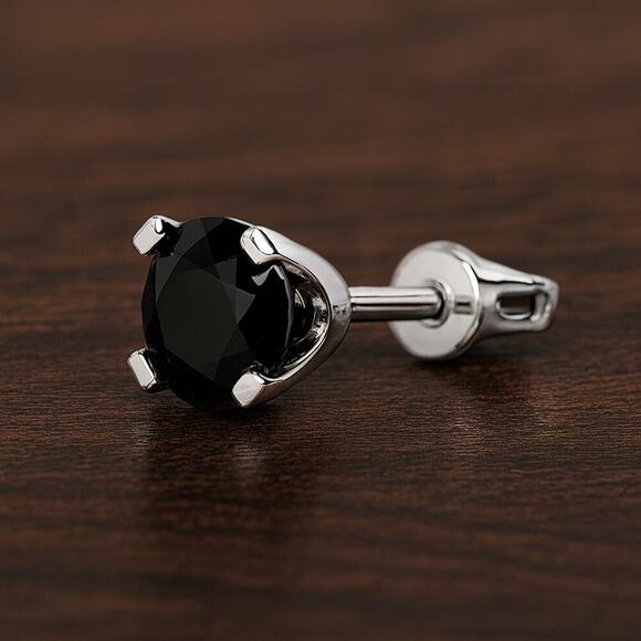 Brandon+Shea Jewelry - 1/2ct Black Diamond Stud Earring | 14K Gold Yellow, White or Rose